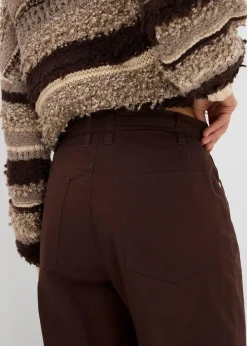 bonprix Hosen|Bekleidung·Kleider^Twillhose aus reiner Baumwolle dunkelbraun washed