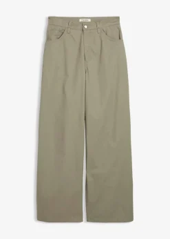 bonprix Bekleidung·Kleider|Hosen^Twillhose aus reiner Baumwolle raucholiv washed