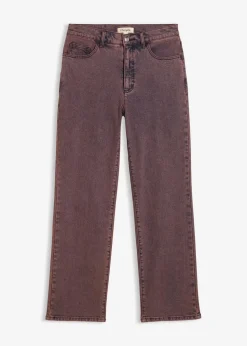 bonprix Bekleidung·Kleider|Hosen^Twillhose mit Acid Wash weinrot washed