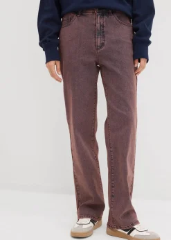 bonprix Bekleidung·Kleider|Hosen^Twillhose mit Acid Wash weinrot washed