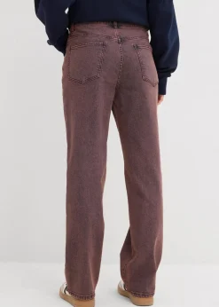 bonprix Bekleidung·Kleider|Hosen^Twillhose mit Acid Wash weinrot washed