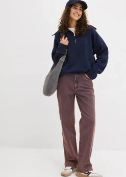 bonprix Bekleidung·Kleider|Hosen^Twillhose mit Acid Wash weinrot washed