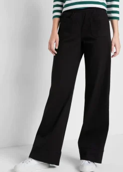 bonprix Bekleidung·Kleider|Hosen^Twillhose mit ausgestelltem Bein und High-Waist-Bequembund schwarz