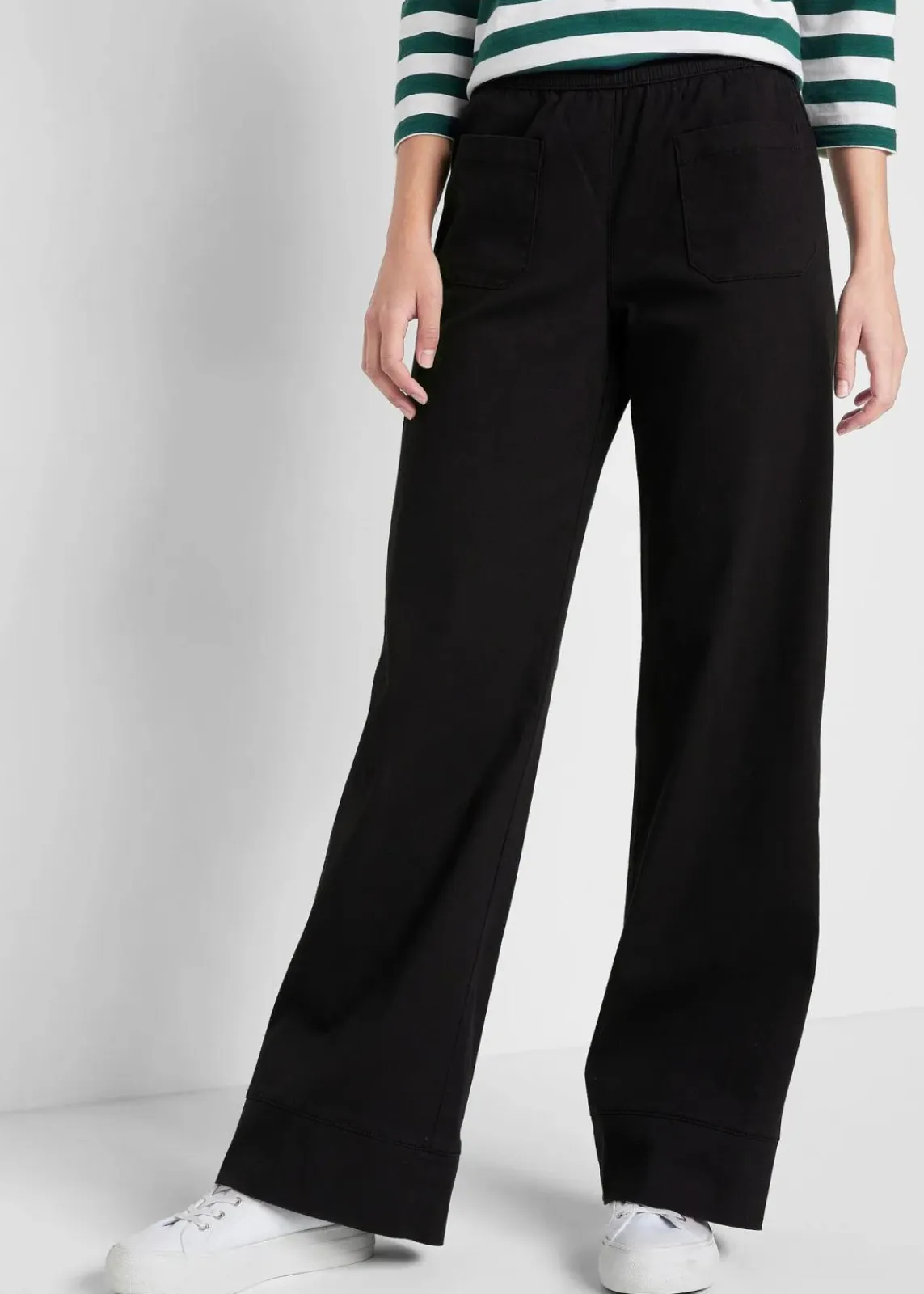 bonprix Bekleidung·Kleider|Hosen^Twillhose mit ausgestelltem Bein und High-Waist-Bequembund schwarz