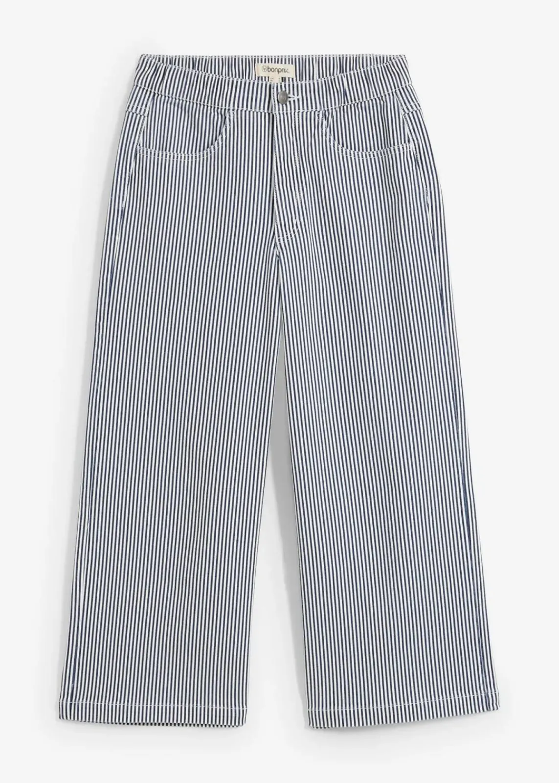 bonprix Bekleidung·Kleider|Hosen^Twillhose mit Bequembund dunkelblau/wollweiß gestreift