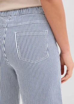 bonprix Bekleidung·Kleider|Hosen^Twillhose mit Bequembund dunkelblau/wollweiß gestreift