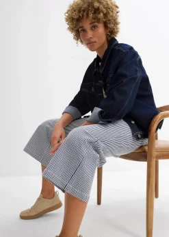 bonprix Bekleidung·Kleider|Hosen^Twillhose mit Bequembund dunkelblau/wollweiß gestreift