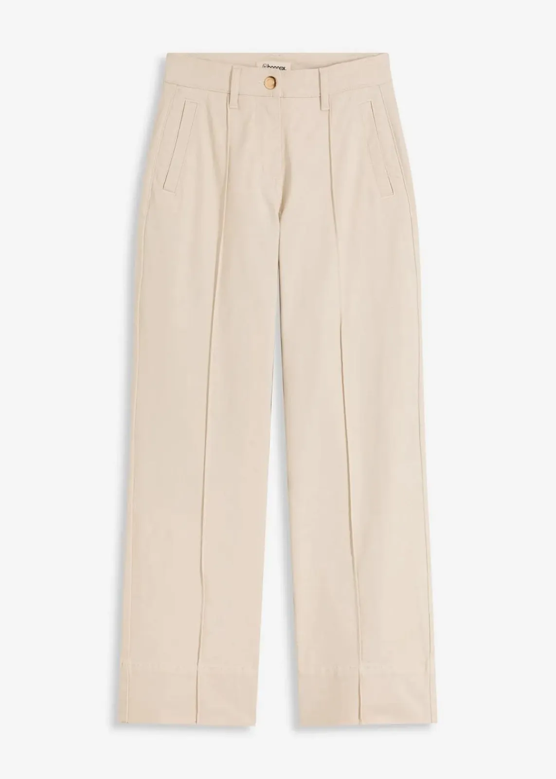bonprix Bekleidung·Kleider|Hosen^Twillhose mit Biese und Leistentasche kieselbeige