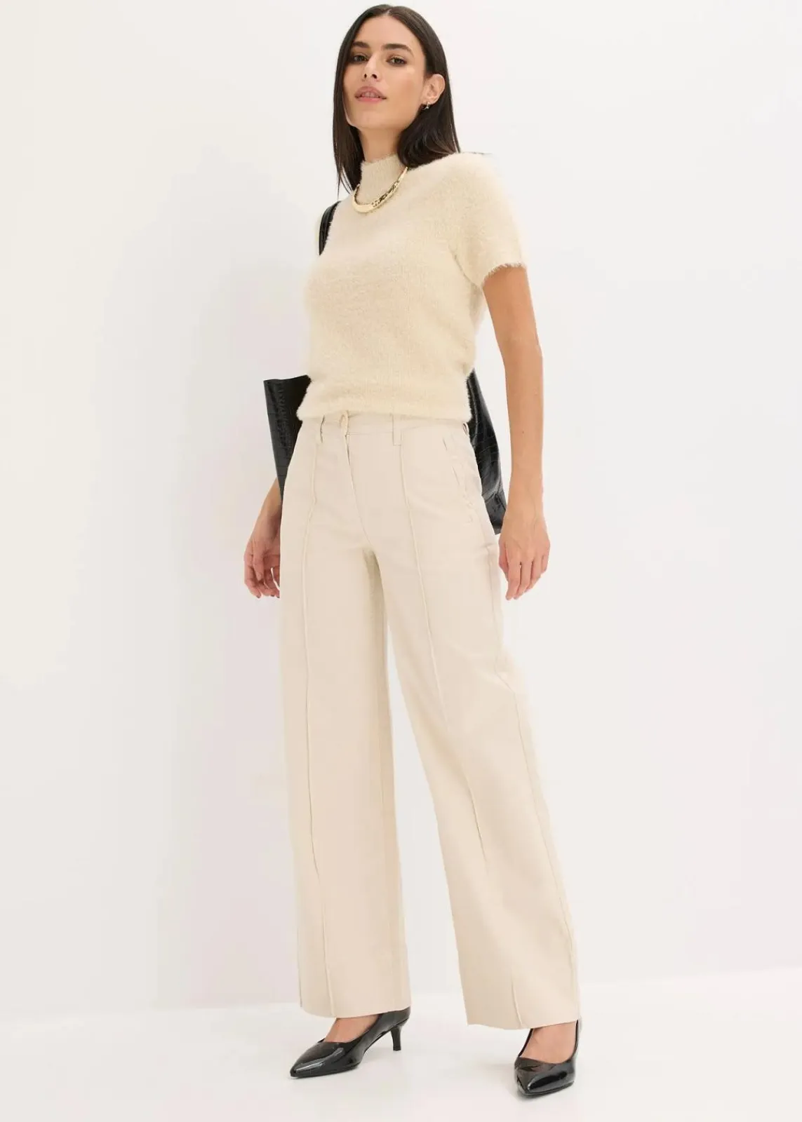 bonprix Bekleidung·Kleider|Hosen^Twillhose mit Biese und Leistentasche kieselbeige