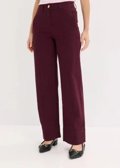 bonprix Hosen|Bekleidung·Kleider^Twillhose mit Biese und Leistentasche weinrot