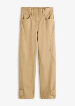 bonprix Bekleidung·Kleider|Hosen^Twillhose mit hohem Bund hellkhaki washed