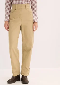 bonprix Bekleidung·Kleider|Hosen^Twillhose mit hohem Bund hellkhaki washed