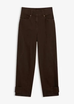 bonprix Hosen|Bekleidung·Kleider^Twillhose mit hohem Bund dunkelbraun washed