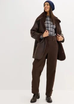 bonprix Hosen|Bekleidung·Kleider^Twillhose mit hohem Bund dunkelbraun washed