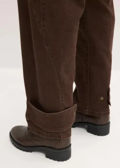 bonprix Hosen|Bekleidung·Kleider^Twillhose mit hohem Bund dunkelbraun washed
