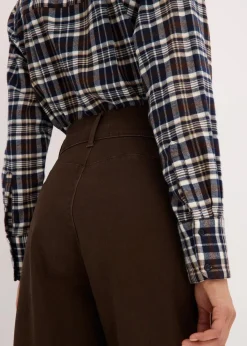 bonprix Hosen|Bekleidung·Kleider^Twillhose mit hohem Bund dunkelbraun washed