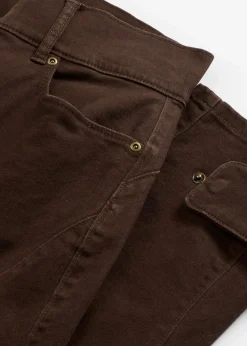 bonprix Hosen|Bekleidung·Kleider^Twillhose mit hohem Bund dunkelbraun washed