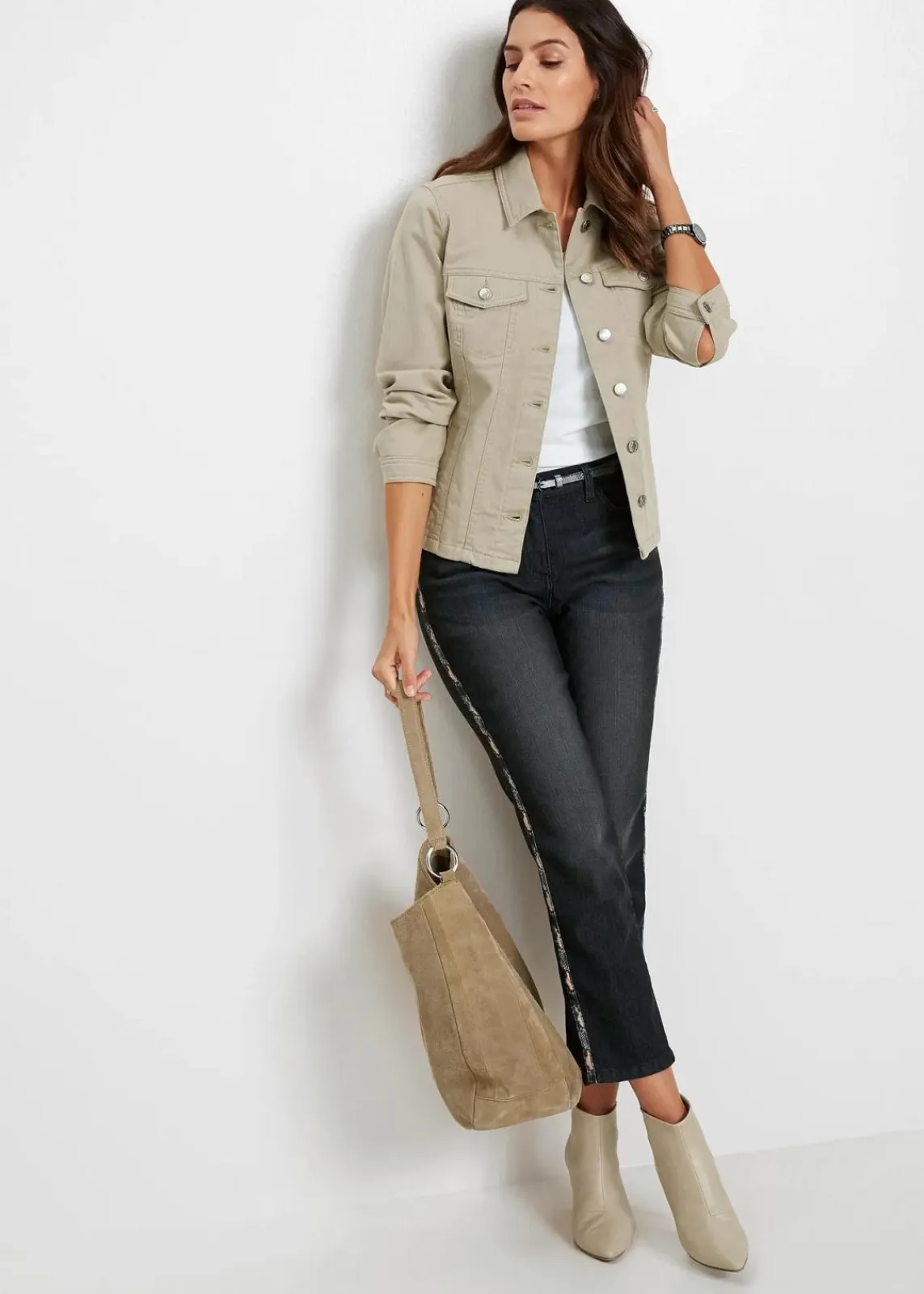 bonprix Jacken & Mäntel|Bekleidung·Hosen^Twill-Jacke sand