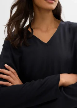 bonprix Bekleidung·Pullover & Strickjacken|Kleider^Twill-Kleid aus fließendem Lyocell schwarz