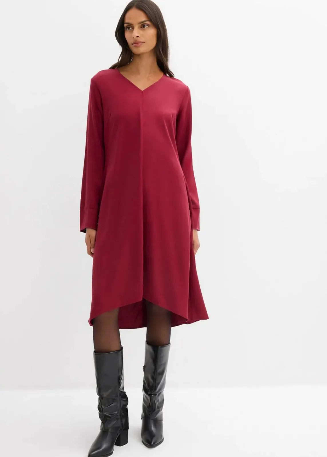 bonprix Kleider|Bekleidung·Pullover & Strickjacken^Twill-Kleid aus fließendem Lyocell pflaumenrot