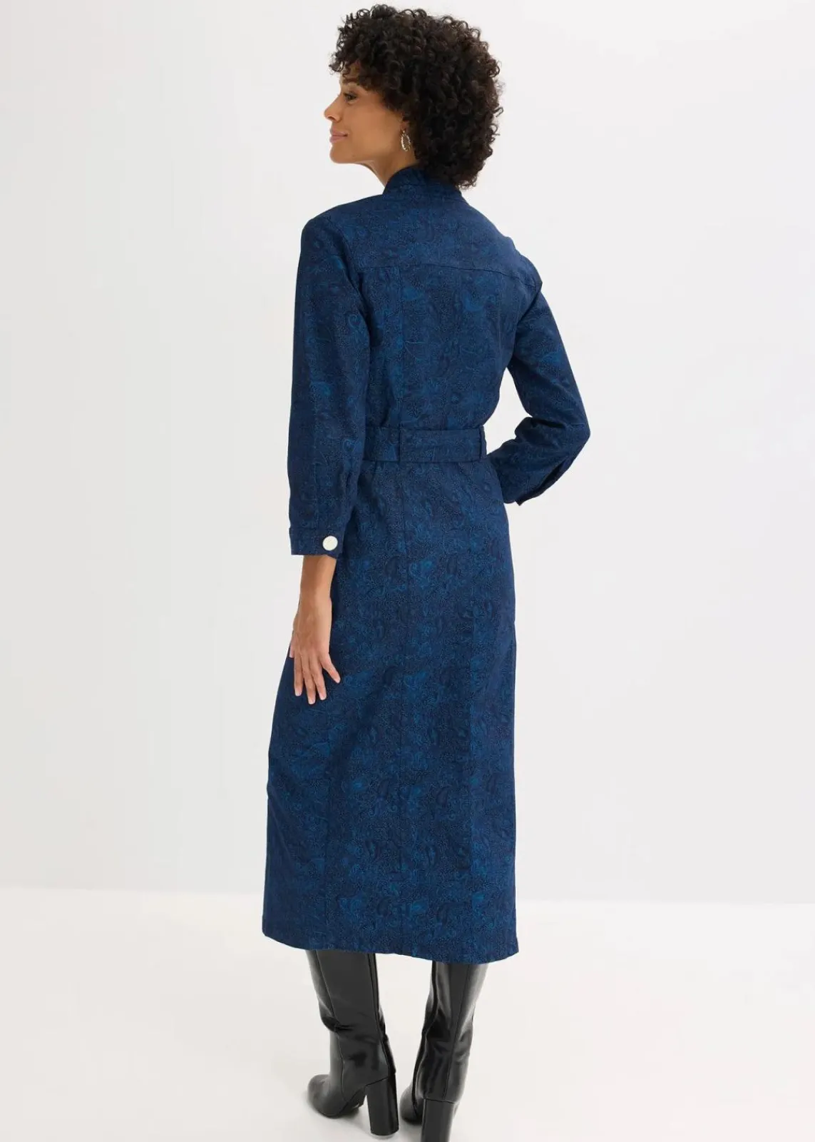 bonprix Bekleidung·Pullover & Strickjacken|Kleider^Twillkleid mit Gürtel (2-tlg.-Set) dunkelblau/hellindigo paisley