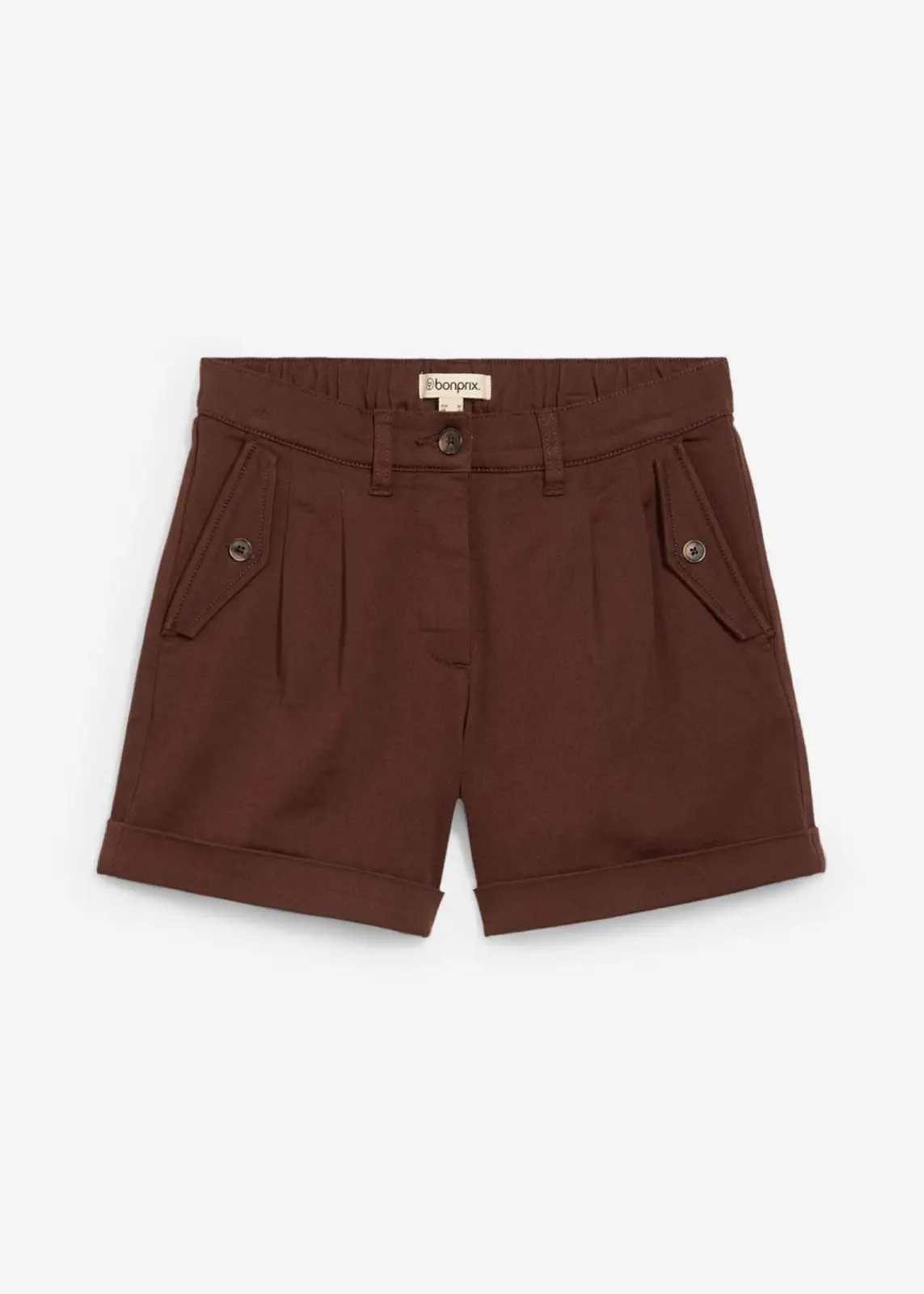 bonprix Bekleidung·Outdoorbekleidung|Bekleidung·Kleider^Twill-Shorts mit hohem Bund terrabraun