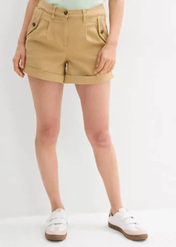 bonprix Nachhaltigere Materialien|Hosen^Twill-Shorts mit hohem Bund new beige