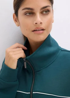 bonprix Bekleidung·Sweat|Bekleidung·Hosen^Ultrasofte Sport-Jacke mit Modal petrolgrün