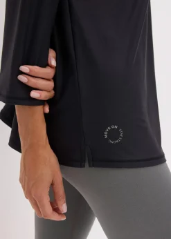 bonprix Bekleidung·Sweat|Nachhaltigere Materialien^Ultrasoftes Funktionsshirt mit ¾ Ärmel, schnelltrocknend schwarz