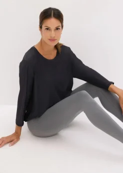 bonprix Bekleidung·Sweat|Nachhaltigere Materialien^Ultrasoftes Funktionsshirt mit ¾ Ärmel, schnelltrocknend schwarz