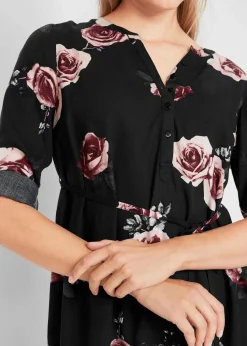 bonprix Bekleidung·Blazer|Nachhaltigere Materialien^Umstands- und Stillblusenkleid aus fließender Viskose schwarz geblümt