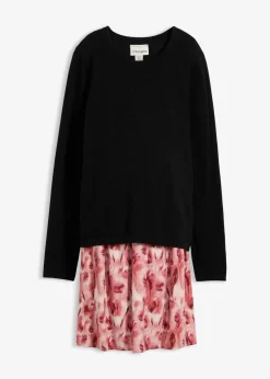 bonprix Bekleidung·Blazer|Umstandsmode^Umstands -und Stillkleid aus Baumwolle und Viskose schwarz/rauchrose