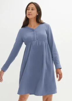 bonprix Bekleidung·Blazer|Umstandsmode^Umstands- und Stillkleid aus Baumwoll-Musselin rauchblau