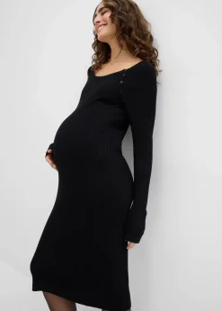 bonprix Bekleidung·Blazer|Umstandsmode^Umstands- und Stillkleid aus Strick schwarz