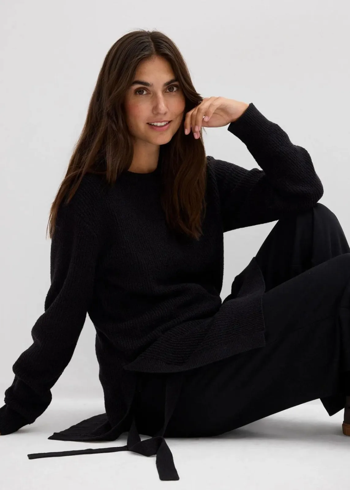 bonprix Bekleidung·Blazer|Umstandsmode^Umstands- und Stillpullover aus Baumwolle mit Wollanteil schwarz