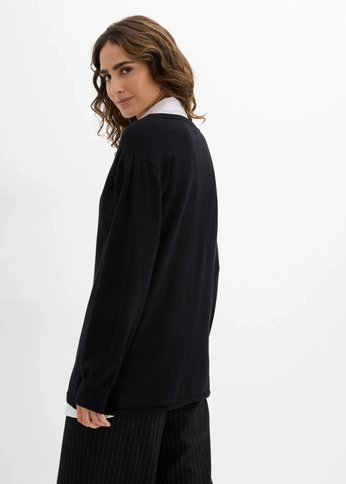 bonprix Bekleidung·Blazer|Umstandsmode^Umstands- und Stillset aus Pullover und ärmelloser Bluse aus Bio-Baumwolle schwarz/weiß
