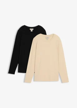bonprix Bekleidung·Blazer|Umstandsmode^Umstands- und Stillshirts aus reiner Bio-Baumwolle (2er Pack) schwarz+hellsand