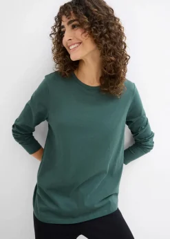 bonprix Umstandsmode|Bekleidung·Blazer^Umstands- und Stillshirts aus reiner Bio-Baumwolle (2er Pack) schwarz+schattengrün