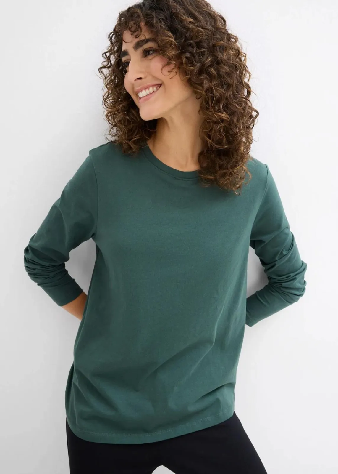 bonprix Umstandsmode|Bekleidung·Blazer^Umstands- und Stillshirts aus reiner Bio-Baumwolle (2er Pack) schwarz+schattengrün