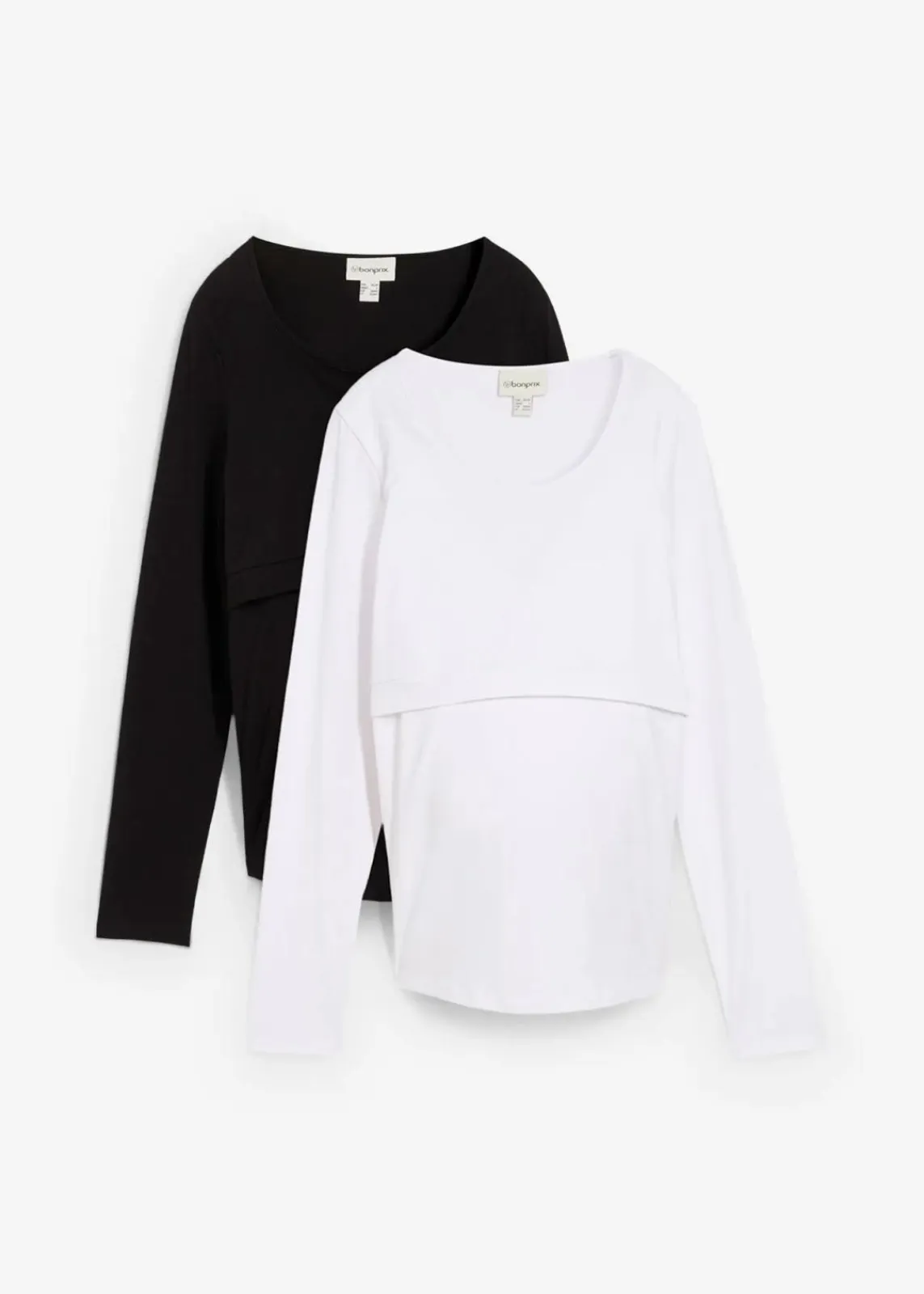bonprix Bekleidung·Blazer|Umstandsmode^Umstands- und Stillshirts aus Bio-Baumwolle (2er Pack) schwarz/weiß