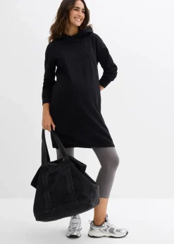 bonprix Umstandsmode|Nachhaltigere Materialien^Umstands- und Still-Sweatkleid aus Bio-Baumwolle schwarz