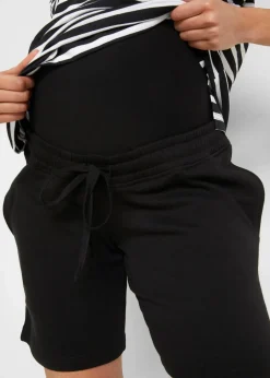 bonprix Bekleidung·Blazer|Umstandsmode^Umstands-Bermudas aus weicher Sweatware (2er Pack) schwarz/grau meliert