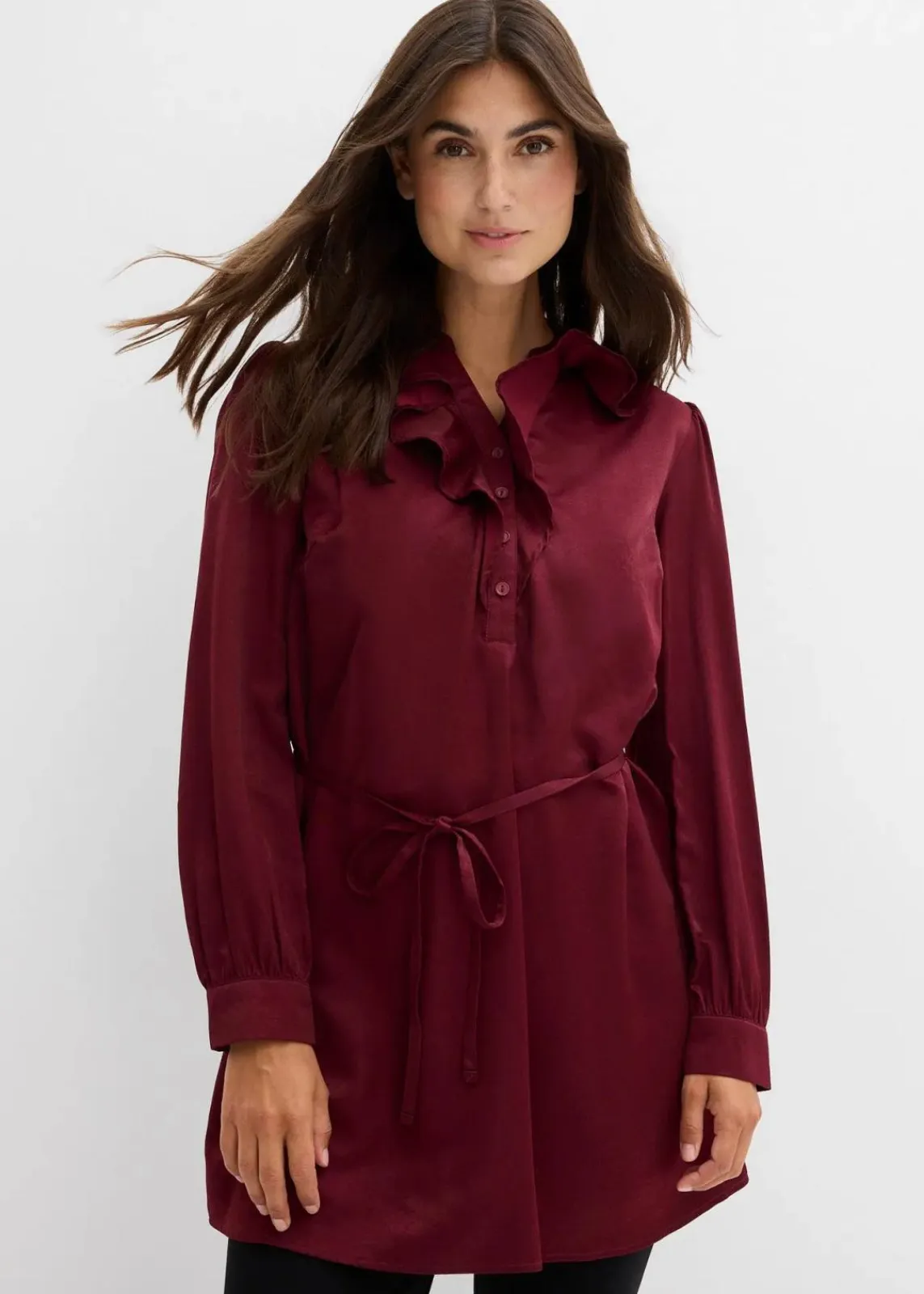 bonprix Bekleidung·Blazer|Umstandsmode^Umstands-Bluse aus weichem Satin dunkelbeere