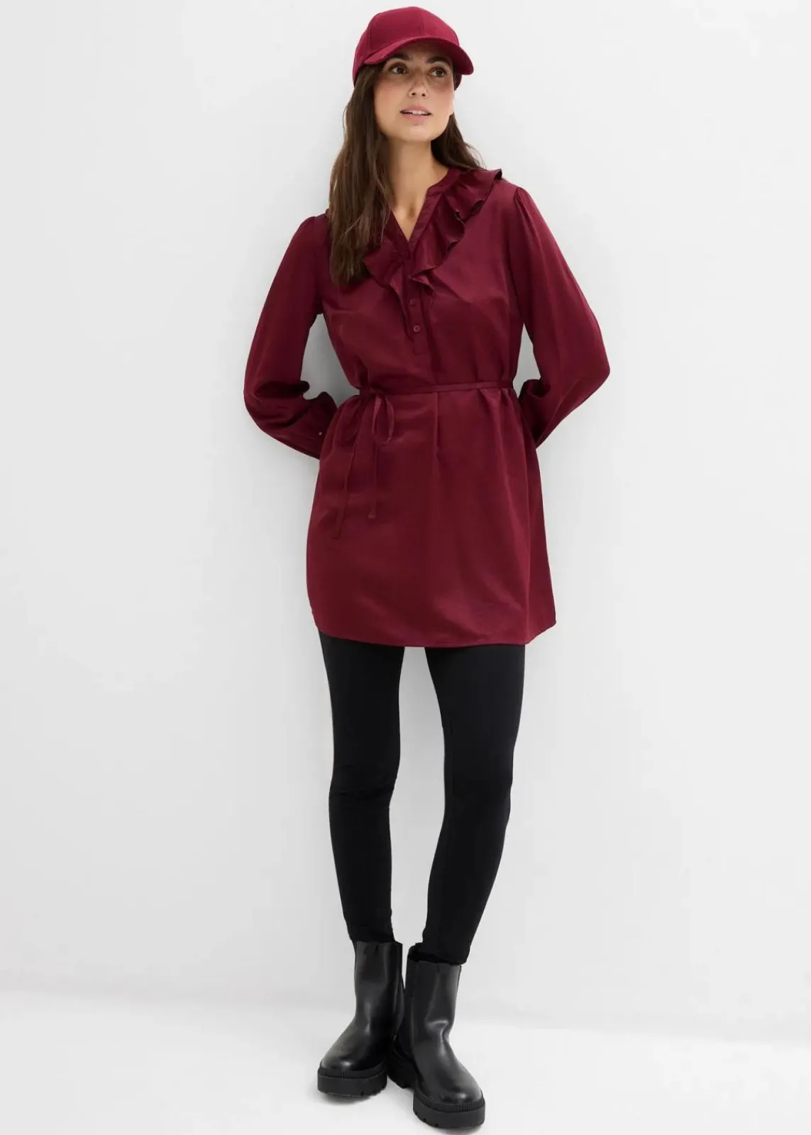 bonprix Bekleidung·Blazer|Umstandsmode^Umstands-Bluse aus weichem Satin dunkelbeere
