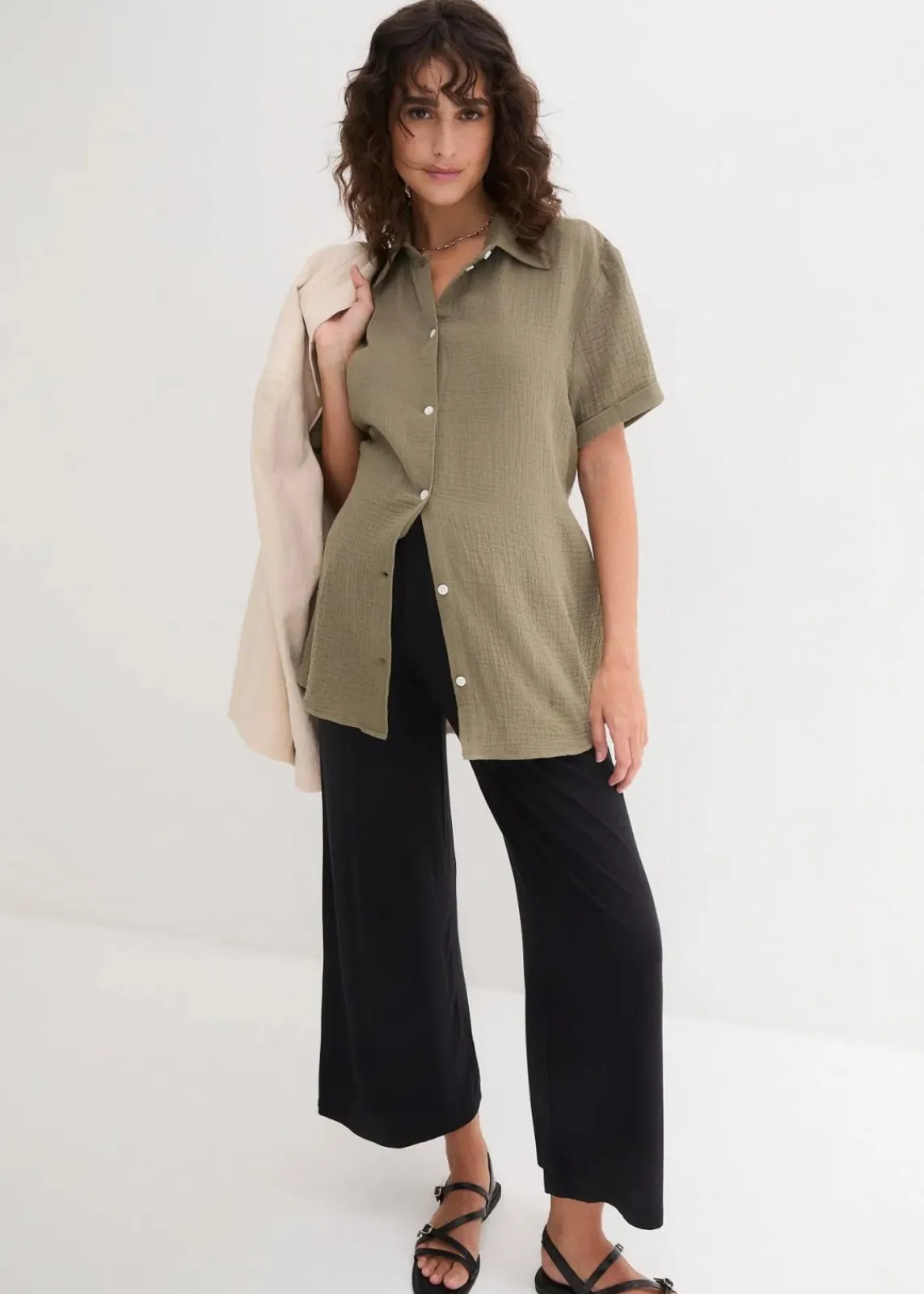 bonprix Bekleidung·Blazer|Umstandsmode^Umstandsculotte aus weicher Viskose, Loose Fit schwarz
