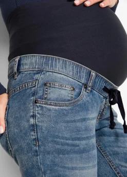 bonprix Bekleidung·Blazer|Umstandsmode^Umstands-Denimjogger aus Bio-Baumwolle hellblau used