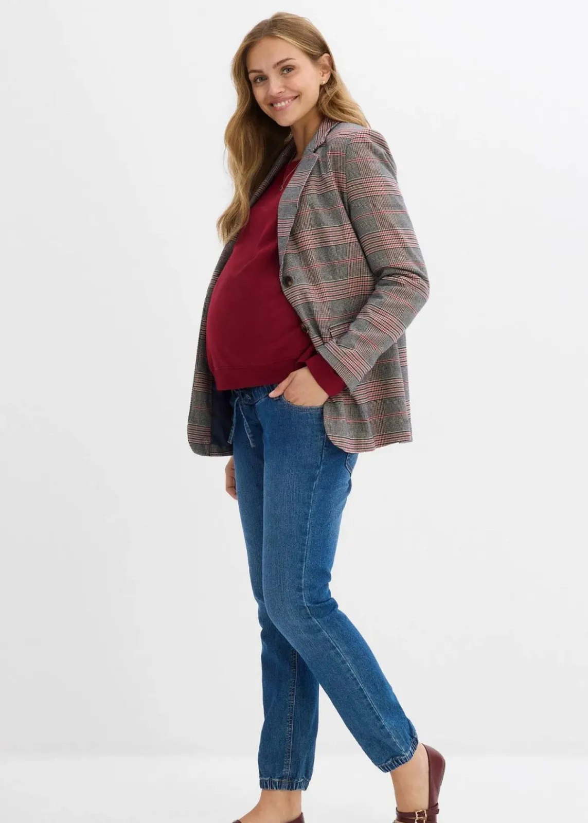 bonprix Bekleidung·Blazer|Nachhaltigere Materialien^Umstands-Denimjogger aus Bio-Baumwolle blau denim