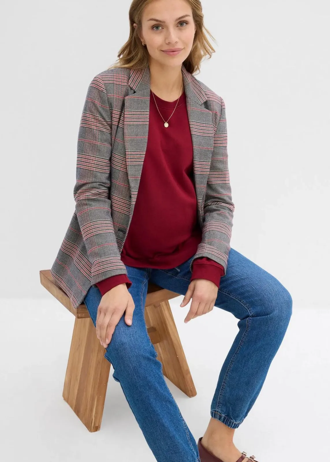 bonprix Bekleidung·Blazer|Nachhaltigere Materialien^Umstands-Denimjogger aus Bio-Baumwolle blau denim