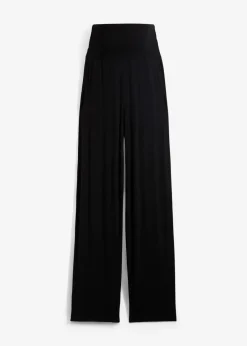 bonprix Bekleidung·Blazer|Nachhaltigere Materialien^Umstandshose aus Jersey mit gesmoktem Bund, gerades Bein schwarz