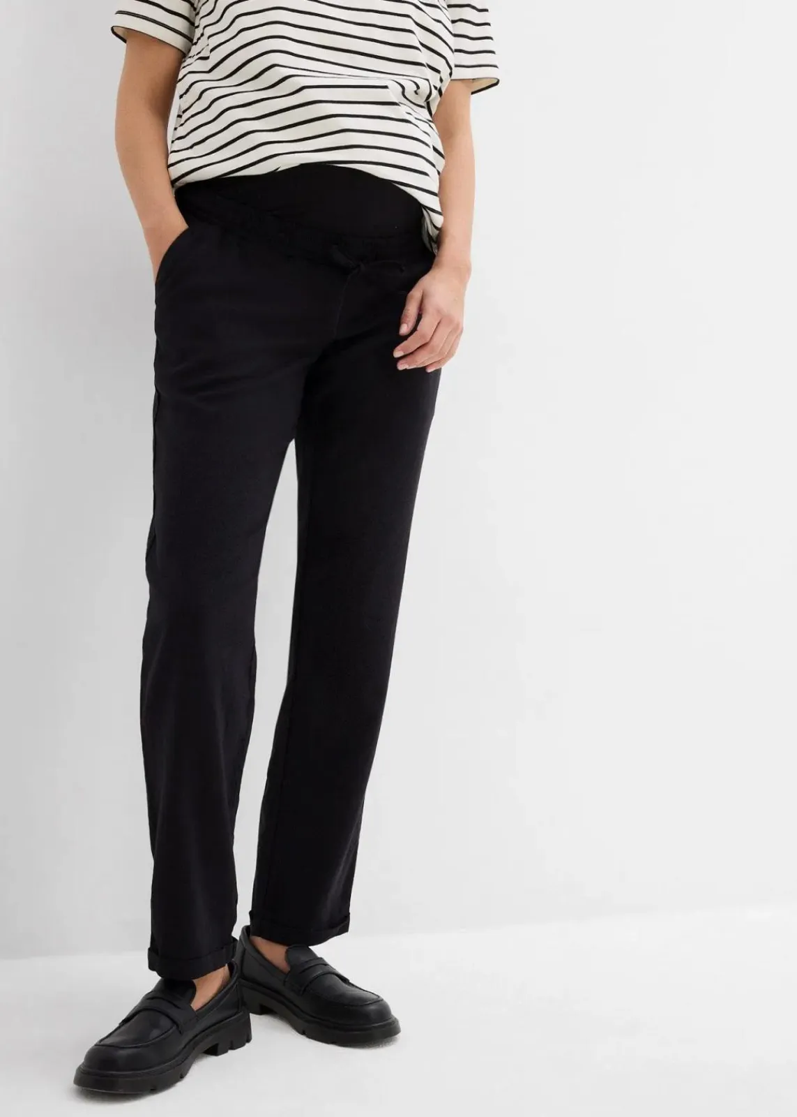 bonprix Bekleidung·Blazer|Umstandsmode^Umstandshose aus Leinen- Mix, Straight Leg schwarz